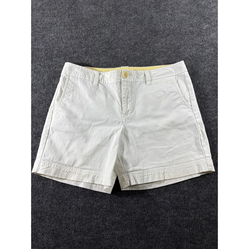 Dockers Womens Chino Shorts Off White Cream Cotton Stretch Size 8 Mid Rise